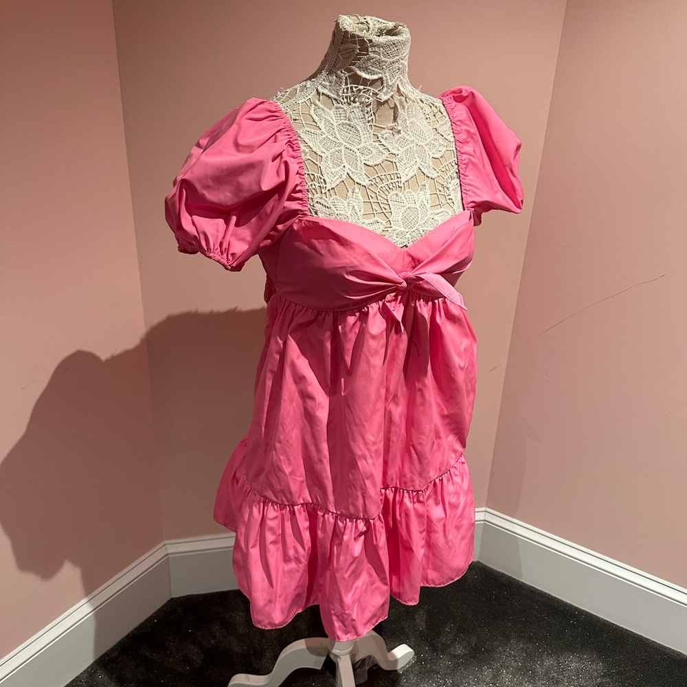 Amanda Uprichard Pink Babydoll Mini Dress